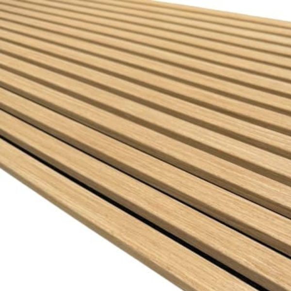 3-sided wood veneer acoustic panel - English oak (black felt) - 260 x 60cm