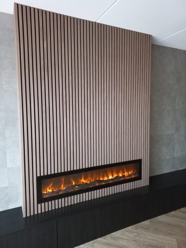 3-sided wood veneer acoustic panel - Mocha (black felt) - 260 x 60cm - Image 6