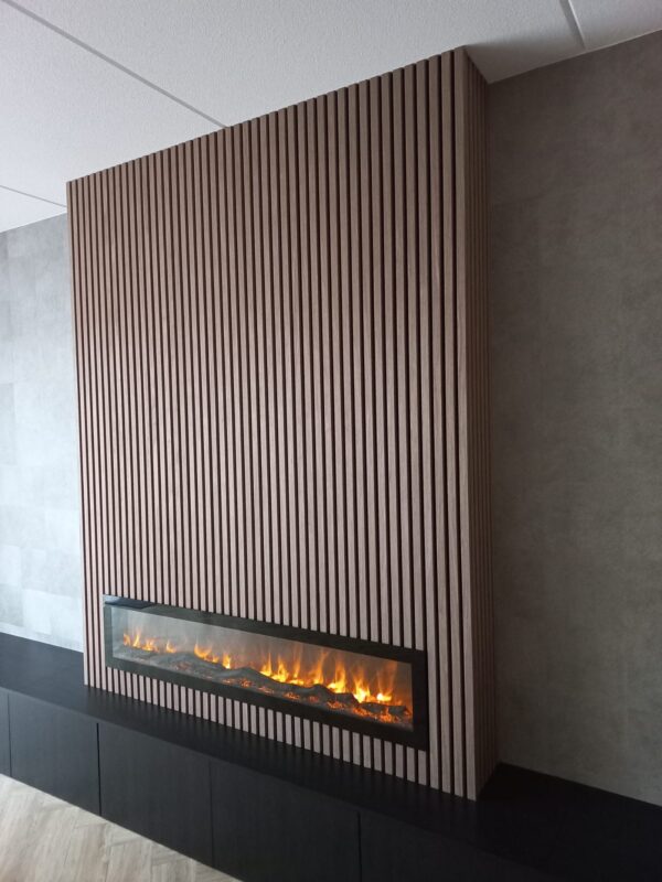 3-sided wood veneer acoustic panel - Mocha (black felt) - 260 x 60cm - Image 5