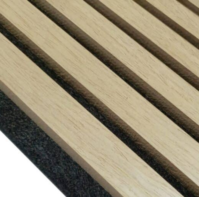 Basic acoustic panel - Natural oak (black felt/brown mdf) - 260 x 60cm
