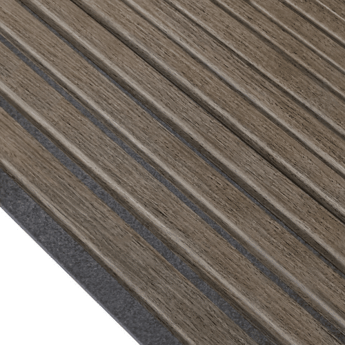 3-sided wood veneer acoustic panel - Smoked oak (black felt) - 260 x 60cm